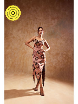 Lea Clothing - Wisteria Floral Printed Satin Maxi Dress