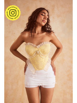Lea Clothing - Yvette Yellow Corset Crop Top