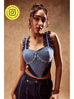 Lea Clothing - Charlotte Denim Corset Crop Top