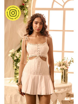 Lea Clothing - Saylor White Mini Corset Cutout Dress