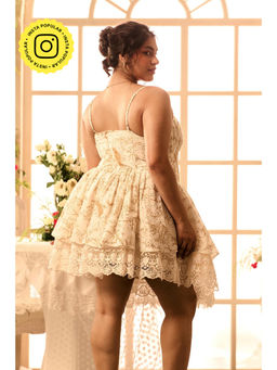 Lea Clothing - Willow White Cutout Pearl Embroidered Dress