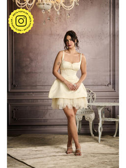 Lea Clothing - Meredith Off-White Hand Embroidered Mini Corset Dress