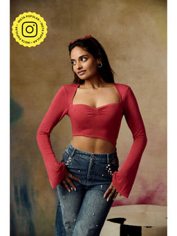 Lea Clothing - Women's Rust Solid Crop Top