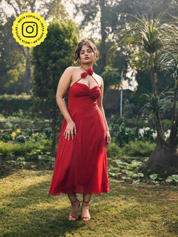 Lea Clothing - Ingrid Red A-Line Dress