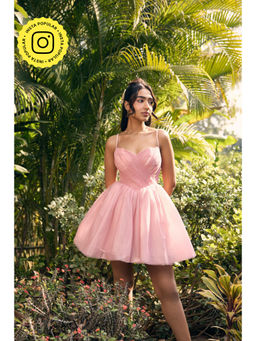 Lea Clothing - Becca Baby Pink Mesh Mini Dress