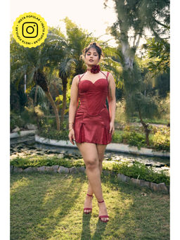 Lea Clothing - Davina Maroon A-Line Mini Skirt