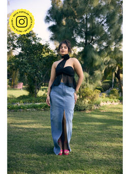 Lea Clothing - Deanna Blue Denim Maxi Skirt