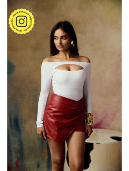 Lea Clothing - Tamia White Off Shoulder Cut Out Bodysuit