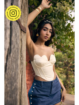 Lea Clothing - Carlie Cream Tube Corset Crop Top