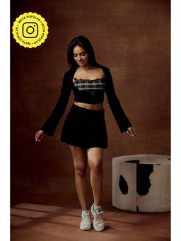 Lea Clothing - Black Solid Flared Fit Skirt