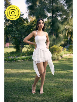 Lea Clothing - Pamila White Halter Neck Corset Top
