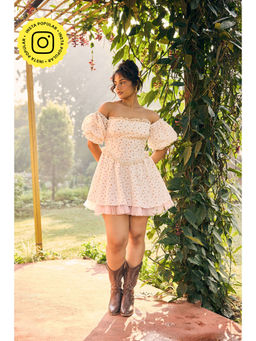 Lea Clothing - Off White Morgan Floral Corset Mini Dress
