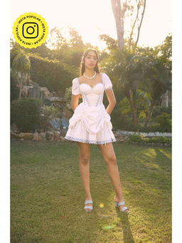 Lea Clothing - White Gertie Corset Mini Dress