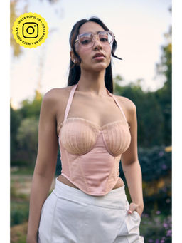 Lea Clothing - Naila Pastel Pink Halter Corset Top