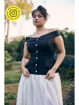 Lea Clothing - Tyga Black Off Shoulder Longline Top