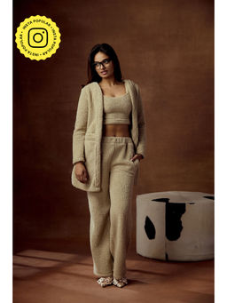 Lea Clothing - Brielle Beige Wide-Leg Pants