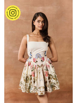 Lea Clothing - Gretel White Floral Printed Mini Dress