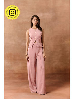 Lea Clothing - Ardis Pink Sleeveless Longline Waistcoat