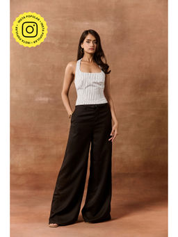 Lea Clothing - Philippa White Striped Halter Neck Top