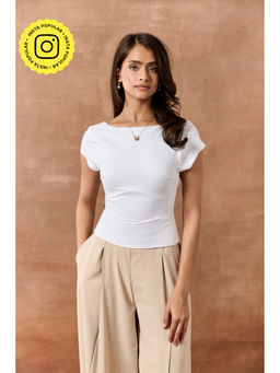 Lea Clothing - Scottie White Backless Seamless Top