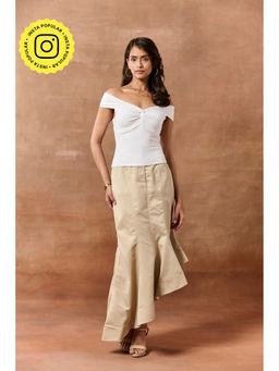 Lea Clothing - Alitzel White Knot-Detailed Seamless Top