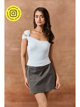 Lea Clothing - Justine Baby Blue Asymmetric Seamless Top