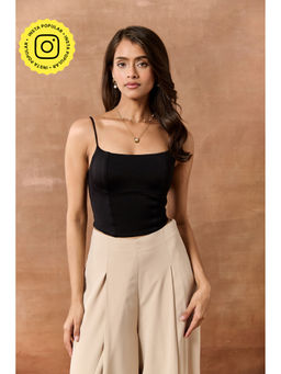 Lea Clothing - Silvia Black Crop Camisole Top