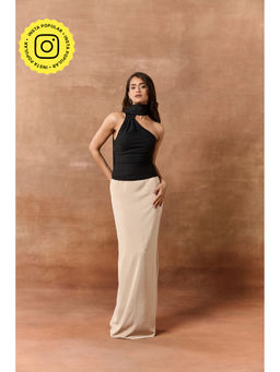 Lea Clothing - Irma Black Ribbed Wrap-Neck Top