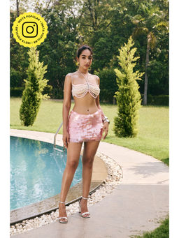 Lea Clothing - Cove Baby Pink and White Embellished Top
