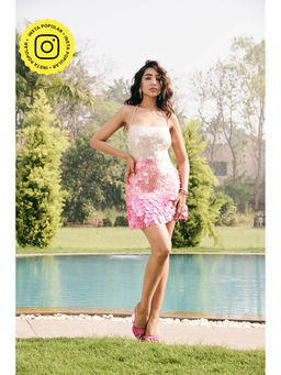 Lea Clothing - Ethel Paillette Embellished Pink Mini Dress