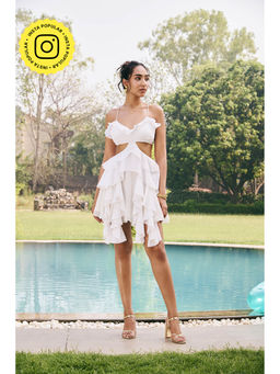 Lea Clothing - Vienna White Ruffle Dress