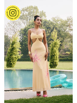 Lea Clothing - Marigold Butter Yellow Bloom Maxi Dress