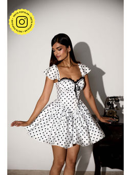 Lea Clothing - Jessie White Polka Dot Corset Mini Dress