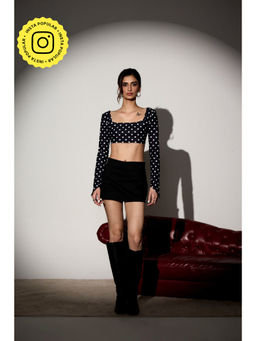Lea Clothing - Monica Black Polka Dot Crop Top