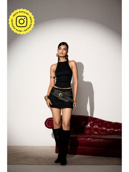 Lea Clothing - Nadia Black Wear-Everywhere Mini Skirt