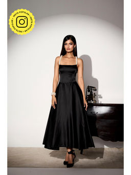 Lea Clothing - Vivienne Black Pearl Midi Dress