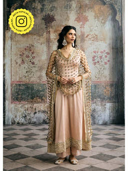 Lea Clothing - Women Silk Embroidered Anarkali Kurta and Pant
