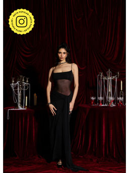 Lea Clothing - Maya Modal Mesh-Panel Draped Gown