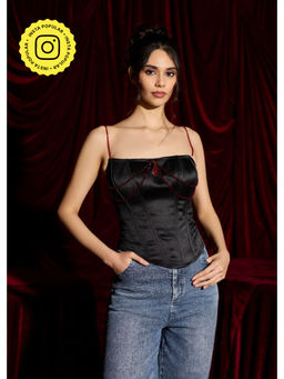 Lea Clothing - Elora Ruby Jewel Embellished Corset Top