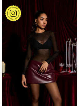 Lea Clothing - Joyce Sheer Embellished Power Mesh Bodysuit