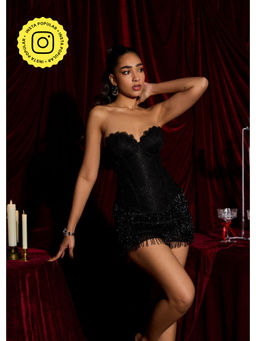 Lea Clothing - Midnight Lace Embellished Ultimate Bustier Corset Top