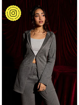 Lea Clothing - Slate Knit Zip Hoodie Cardigan and Cami