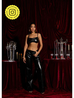 Lea Clothing - Gabriela Noir Leather Embellished Pant