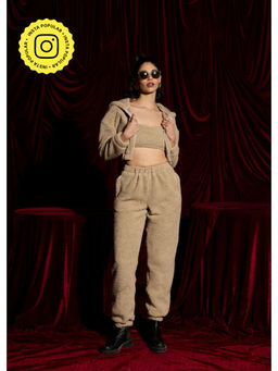 Lea Clothing - Cozy Tan Plush Teddy Joggers
