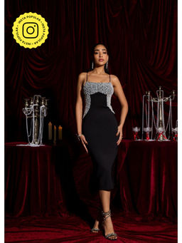 Lea Clothing - Katarina Pearl-Embellished Midi Dress