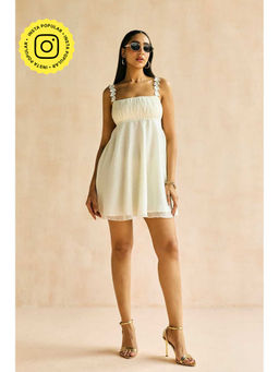 Lea Clothing - Alina Ivory Ruching Mini Dress