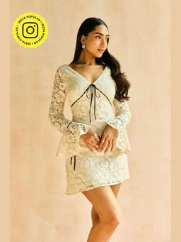 Lea Clothing - Jessica Ivory Tie-Up Mini Dress