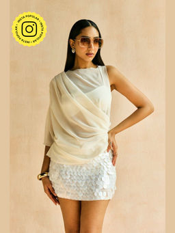 Lea Clothing - Arina White Sequence Skirt