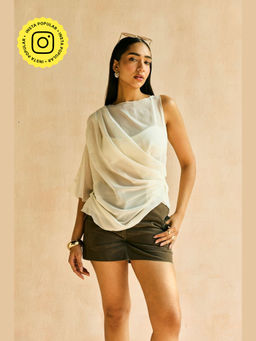 Lea Clothing - Softfall Drape Georgette Top And Bralette