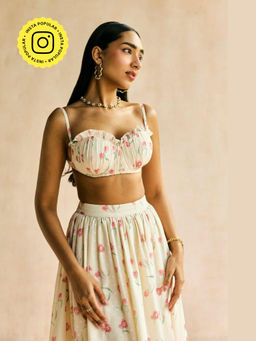 Lea Clothing - Elara Floral Butter Yellow Bustier Crop Top